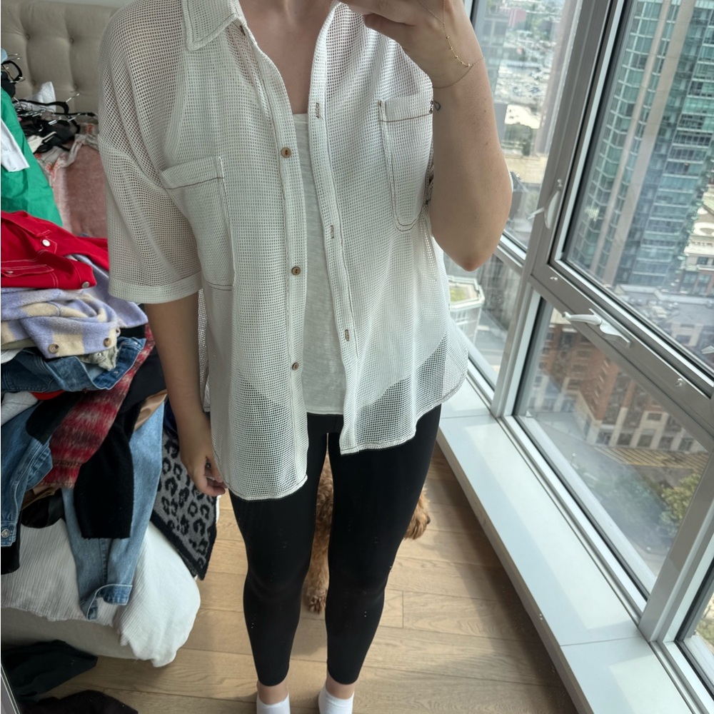 Vestique White Sheer Button-Down Shirt